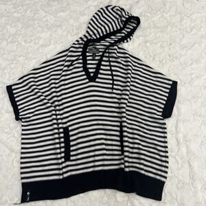 Lauren Ralph Lauren Womens Hoodie Blouse 2XL Blue White Active Striped Knit LRL